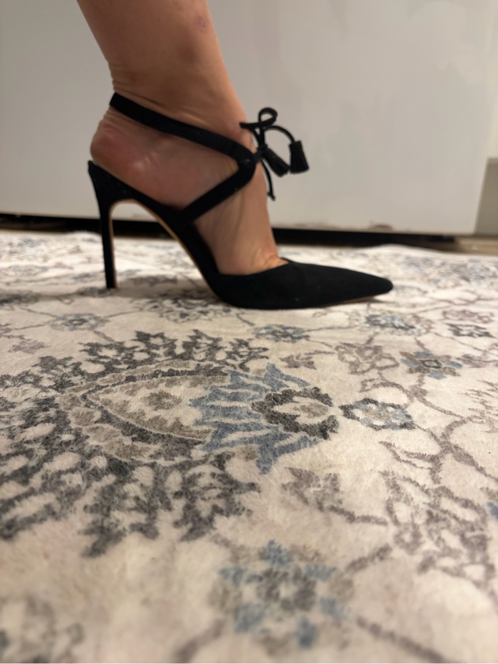 Manolo Blahnik Black Suede Pointed Lace-Up Stiletto Heels - Picture 6 of 6